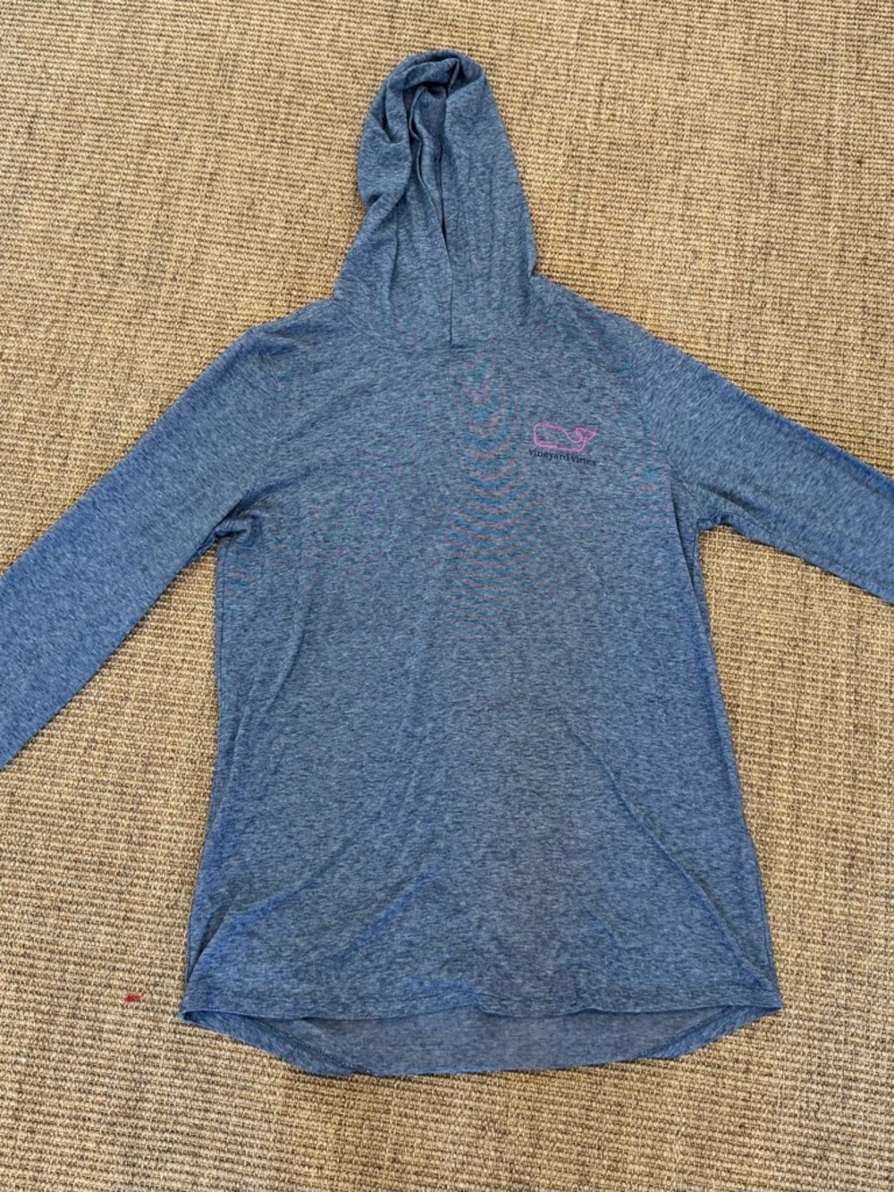 Vineyard Vines Striped Navy and White Hooded Long Sleeve Top